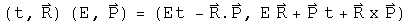 (t, R) times (E, P) = (E t - R dot P, E R + P t + R Cross P)
