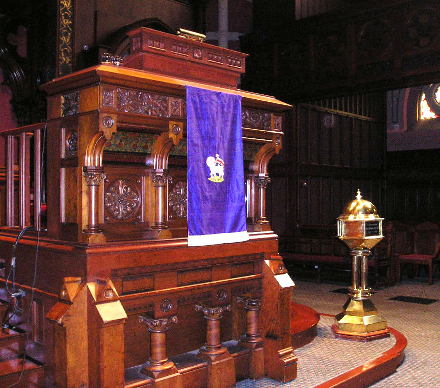 Pulpit and Baptismal Font, photo by Evan H. Shu