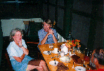 photo of our friends Sheila & Nancy dining on our porch