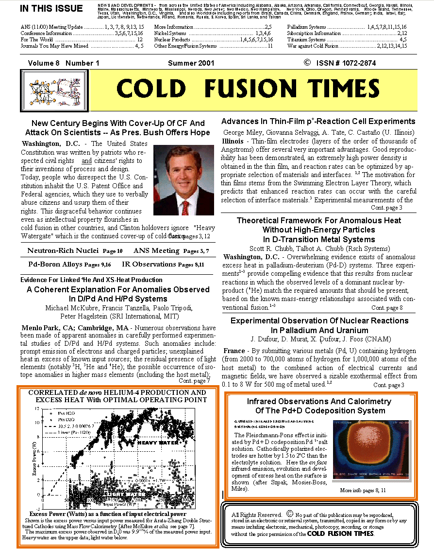 Front page of the COLD FUSION TIMES, volume 8, issue 1 (Summer 2001)