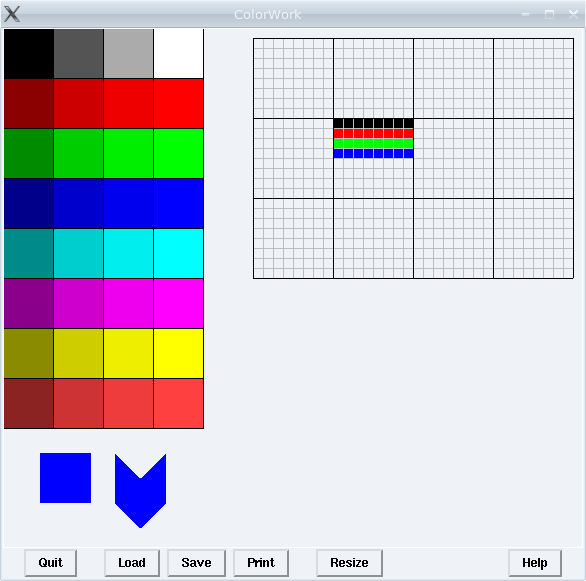 screenshot of colorwork showing stitches as squares